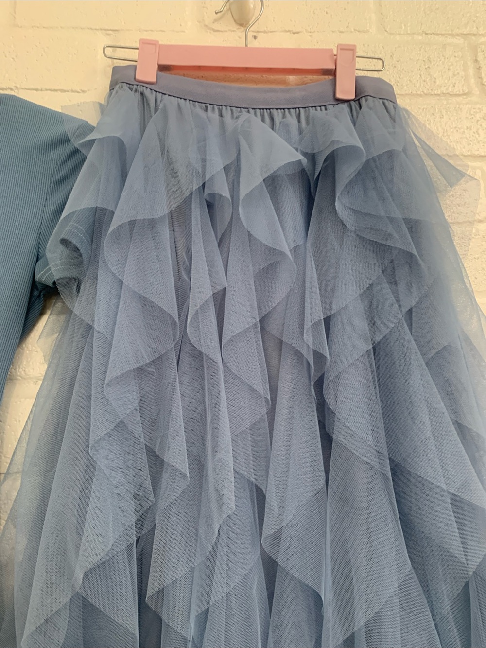 Women’s Dusty Blue Ruffled Tulle Maxi Skirt - Classic Layered Maxi - Picture 4 of 5